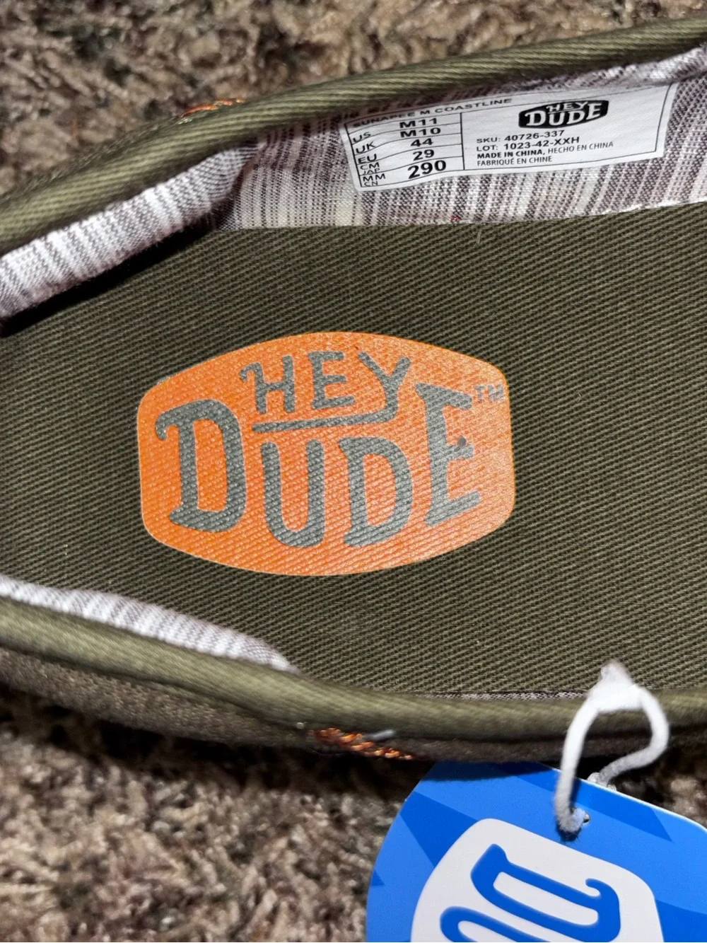 New Hey Dude Sunapee Coastline Slip On Shoes Men’s Size 11 Sneakers Olive